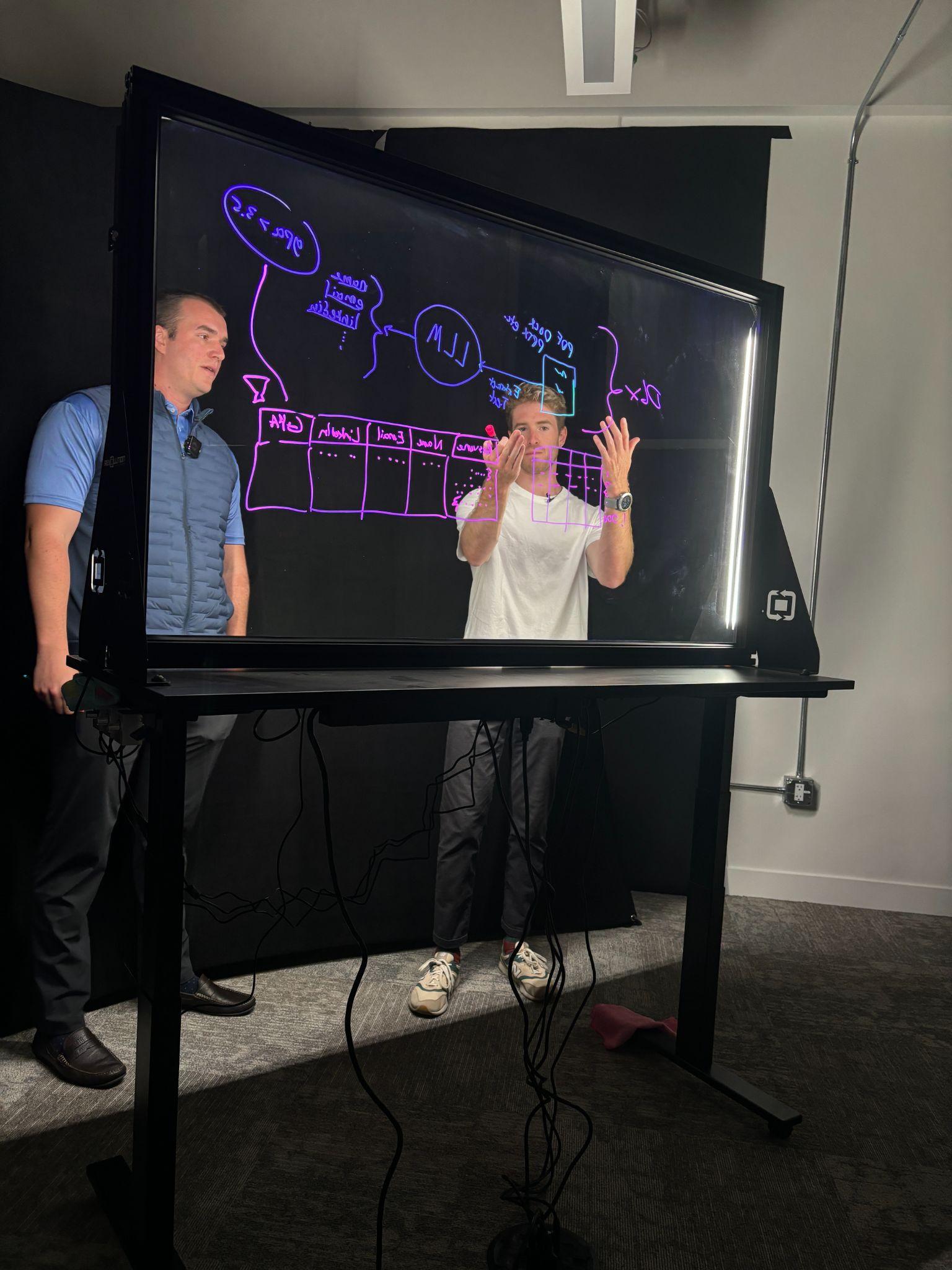 Filming a product walkthrough on a lightboard