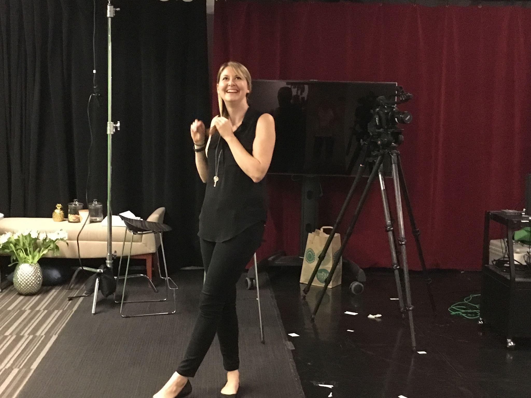 Kristi on a video set, 2016
