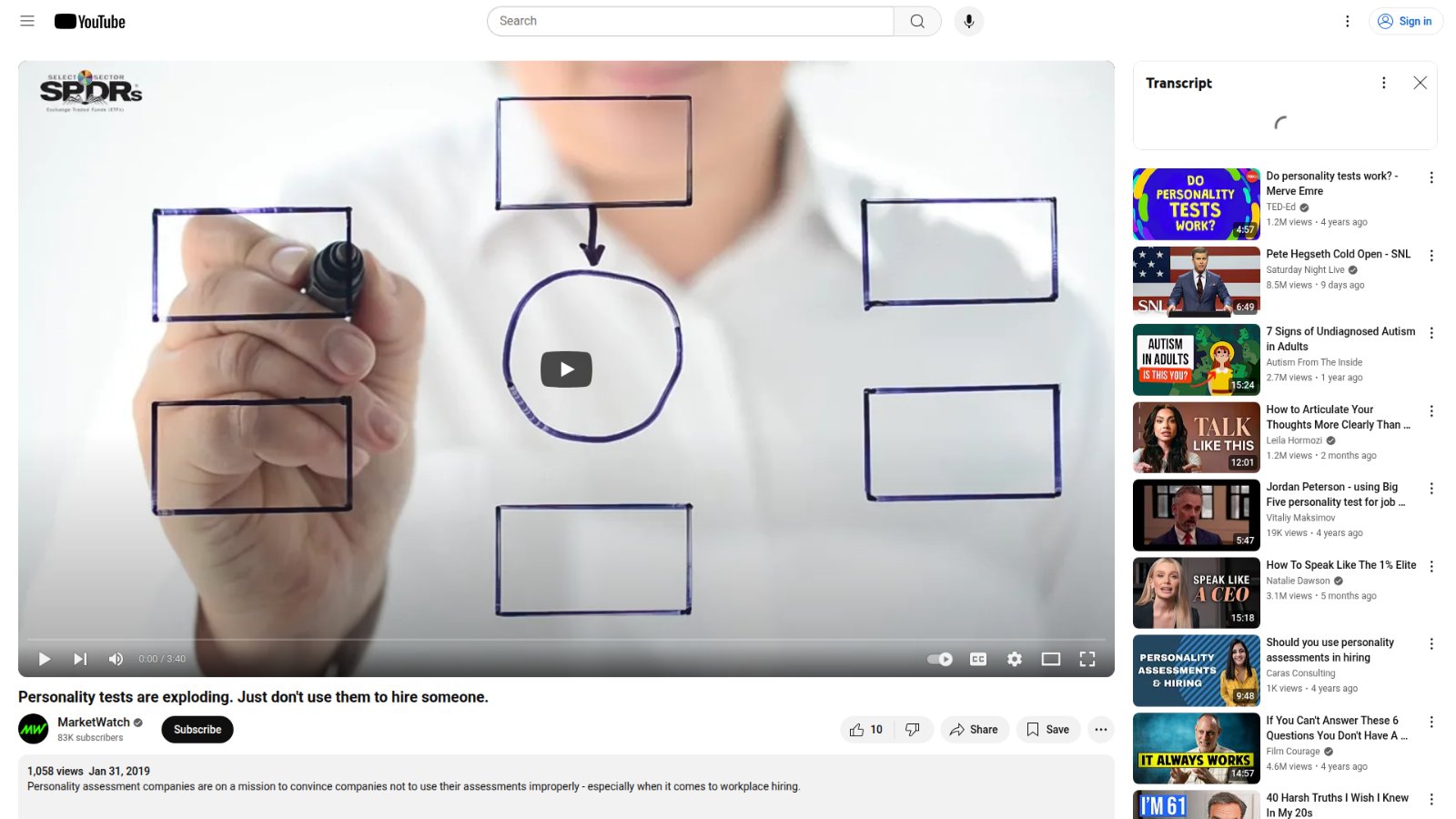 YouTube page: Personality tests are exploding. Just don't use them to hire someone.